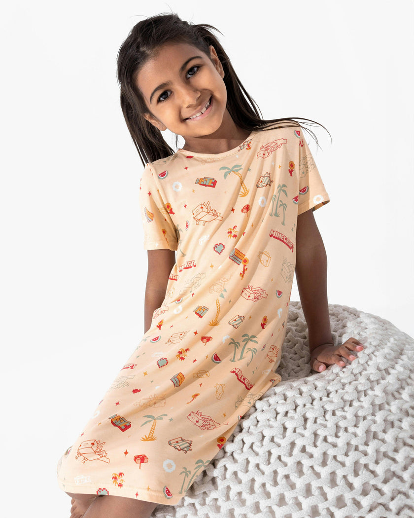 Minecraft: Summer Vibes Bamboo Girls' Short Sleeve Dress