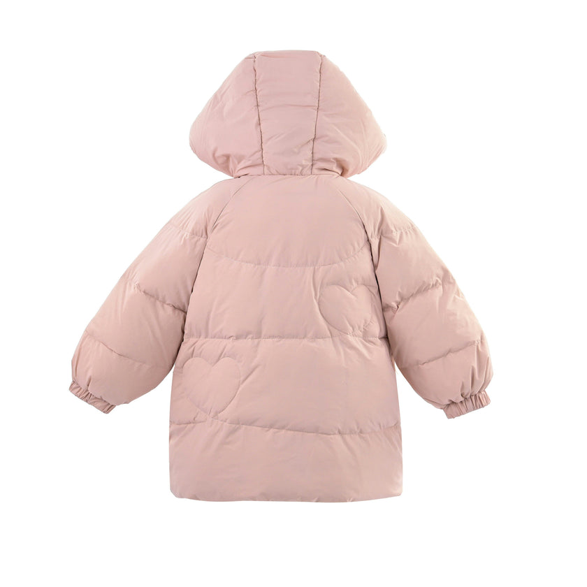 Pink Heart-Quilted Puffer Jacket