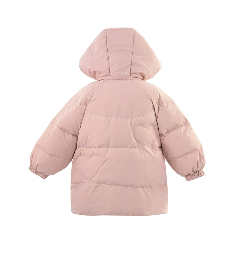 Pink Heart-Quilted Puffer Jacket