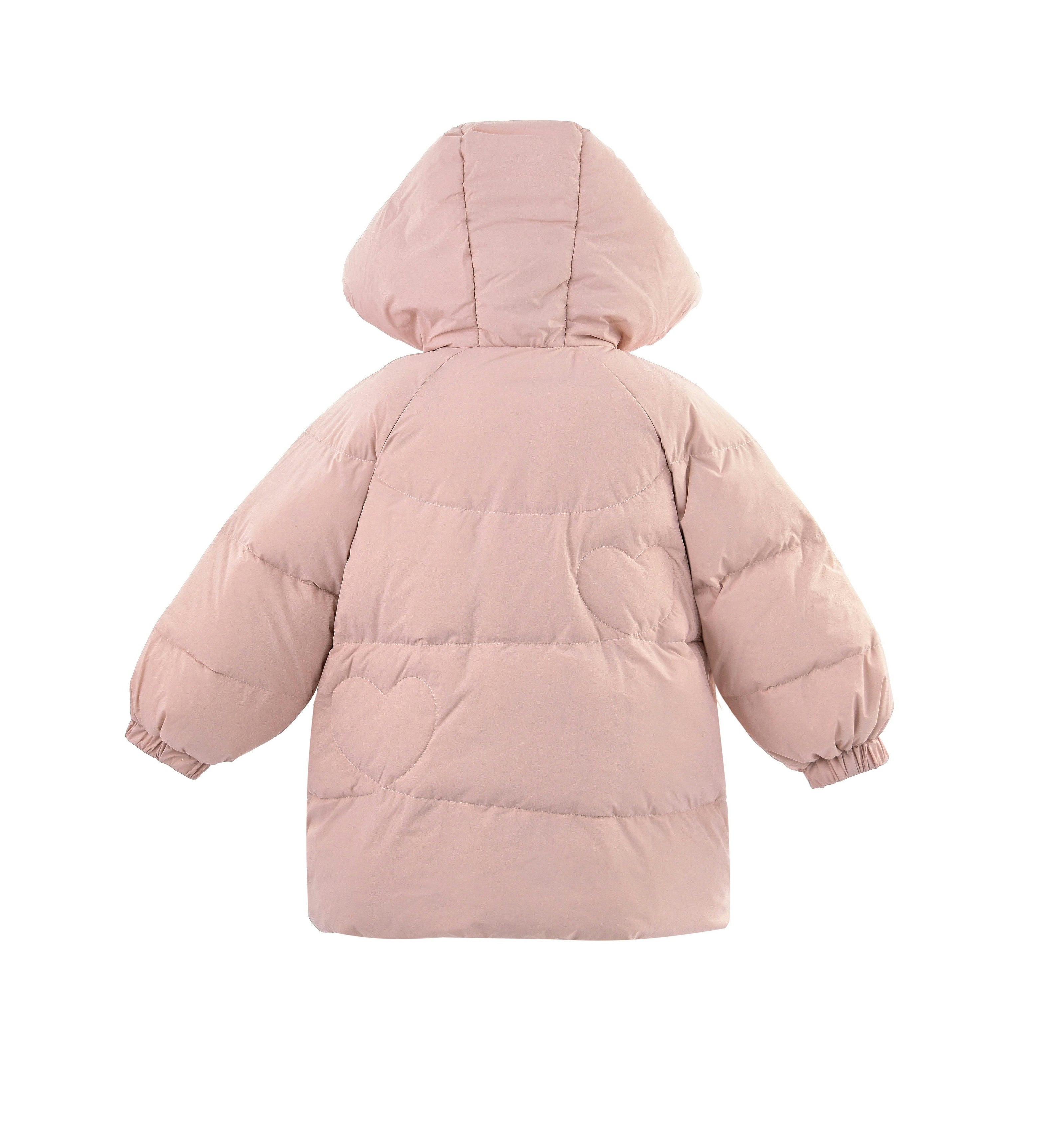 Pink Heart-Quilted Puffer Jacket