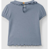 Cap Sleeve Ruffle Collar Top