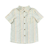 Boys Collar Button Shirt in Vintage Rainbow Stripe