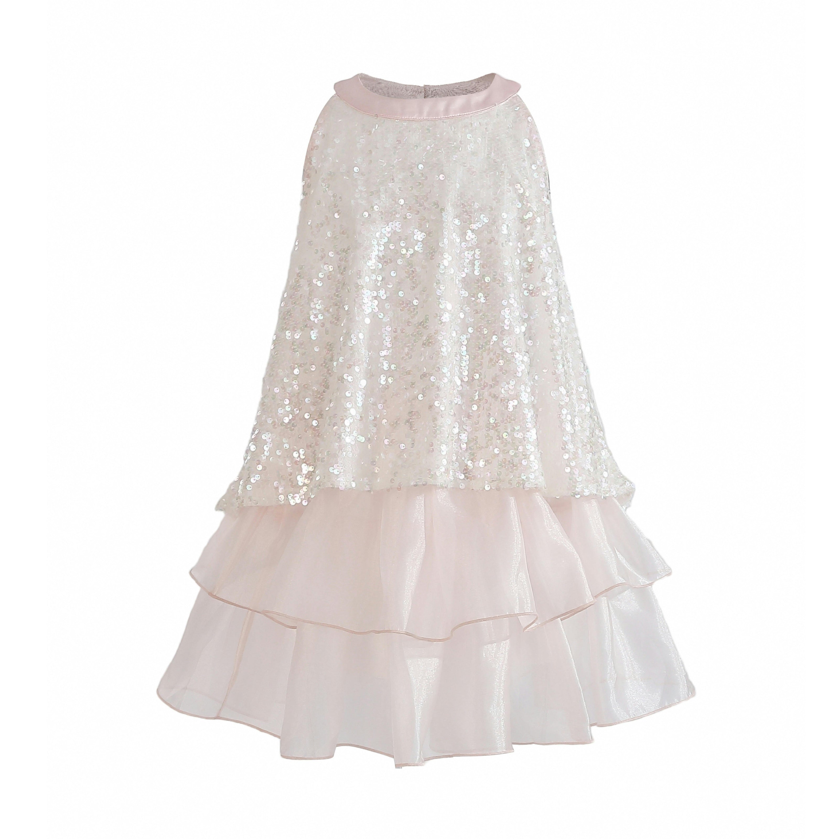 Pink Sylvara Sequin Ruffle Skirt Set