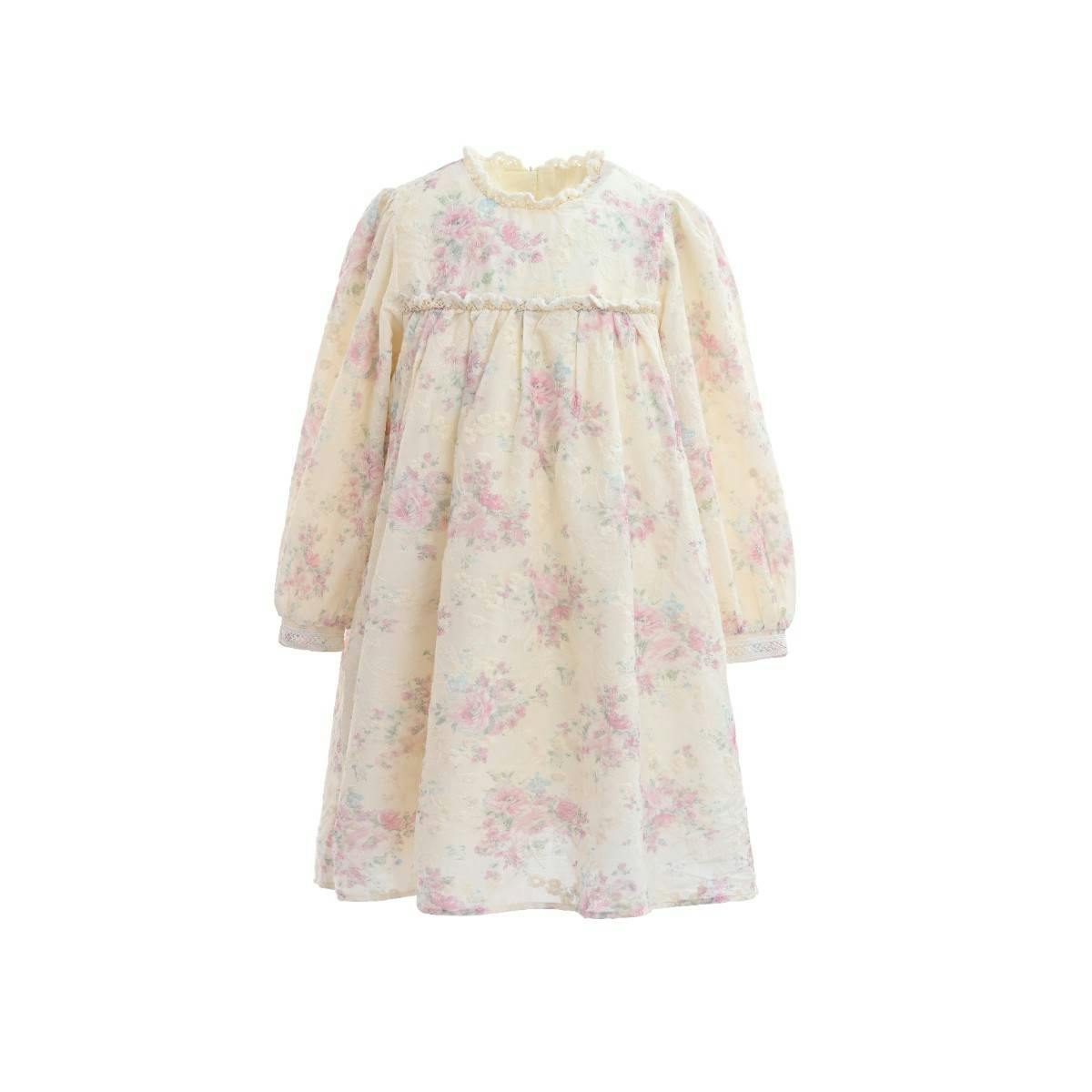 Cream Floral Vintage Dress