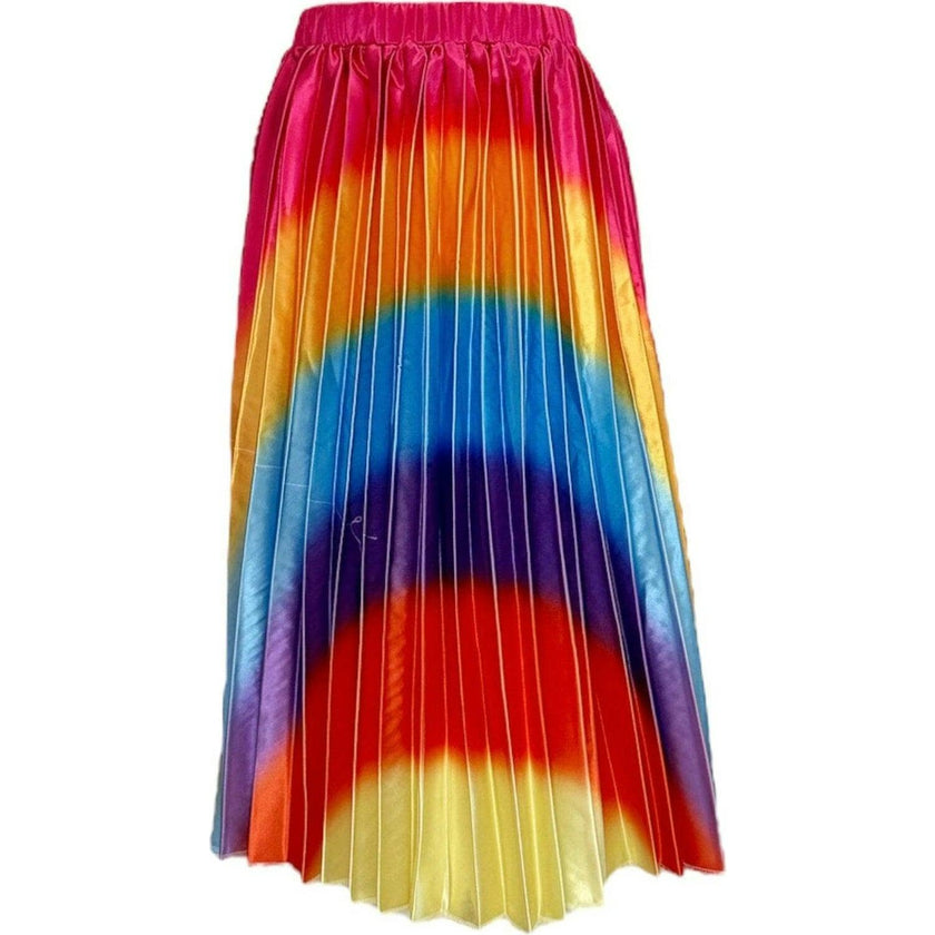 Rainbow Pleated Midi Skirt