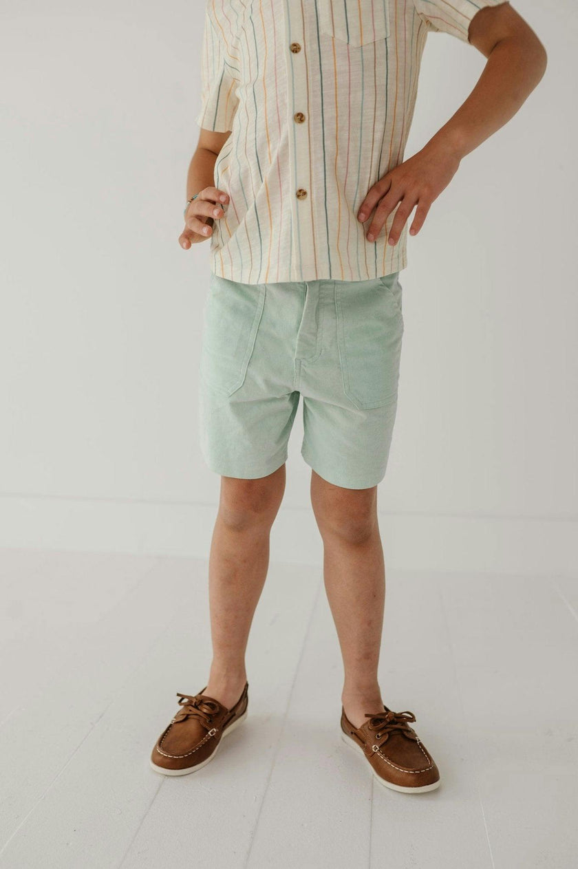 Boys Corduroy Shorts in Aqua Island