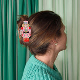 Packed Party Nutcracker Holiday Hair Claw Clip - Pink Gold Festive Christmas Hair Accessory for Thin to Thick Hair, 3.5x2 Inch Stocking Stuffer