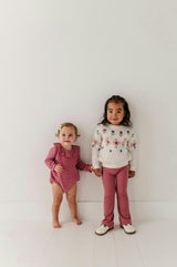 Girls Gauze Frill Neck Bodysuit in Mesa Rose