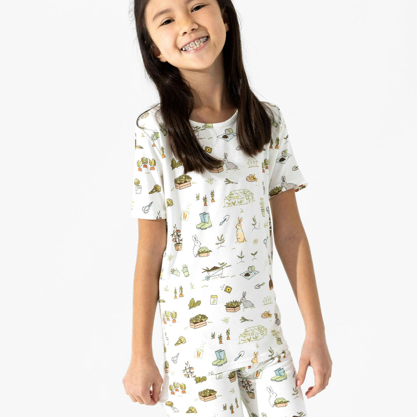 Bunny Garden Bamboo Kids Pajama Short Set