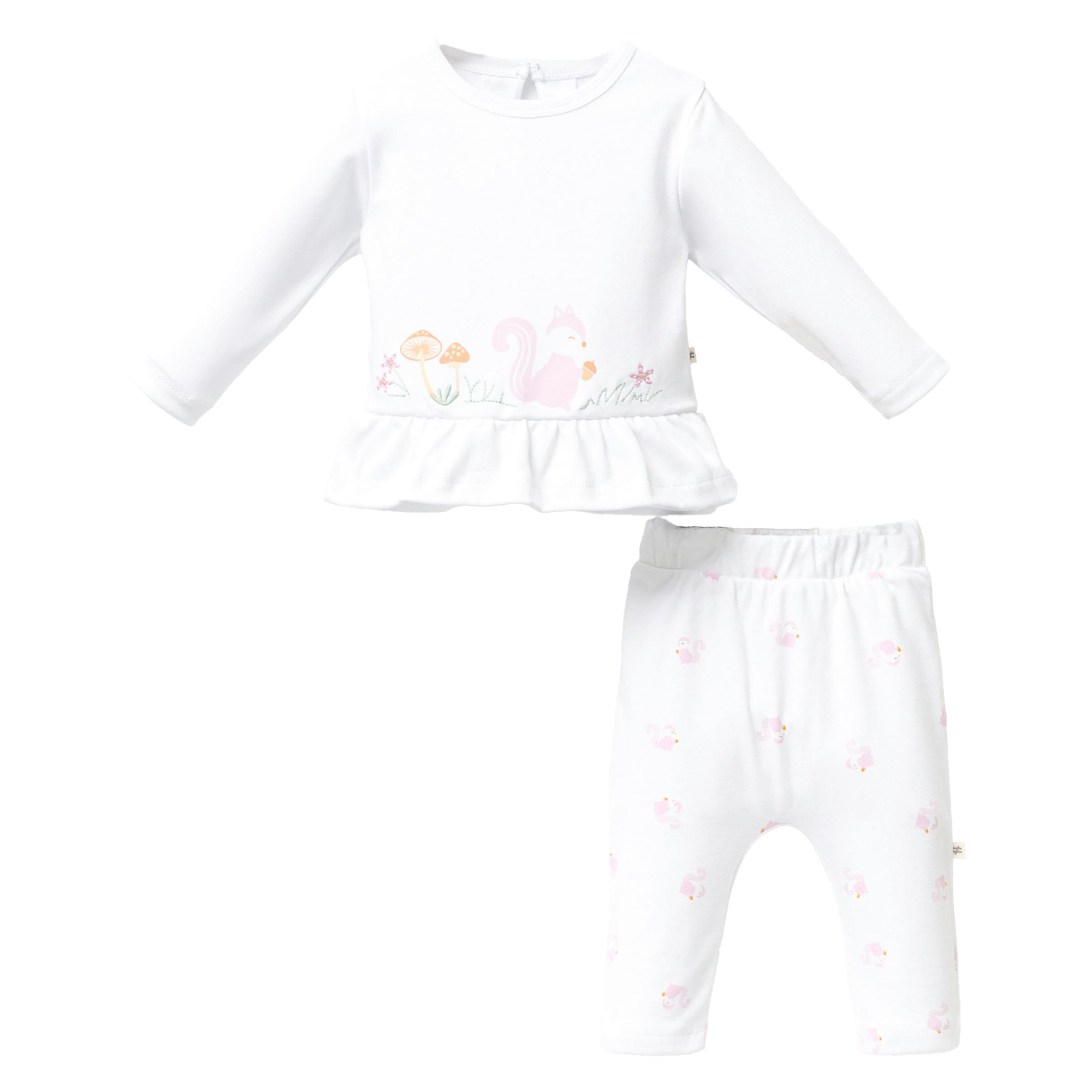 White Chipmunk Graphic Ruffle Outfit