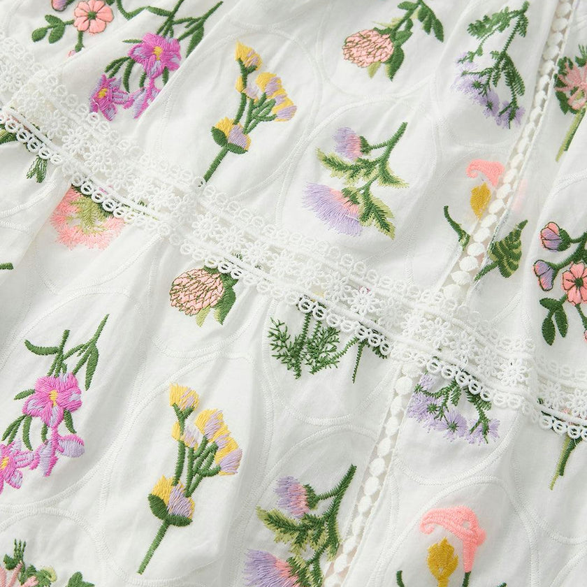 Emely Frill Embroidered Maxi Dress