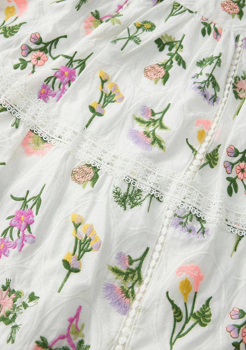 Emely Frill Embroidered Maxi Dress
