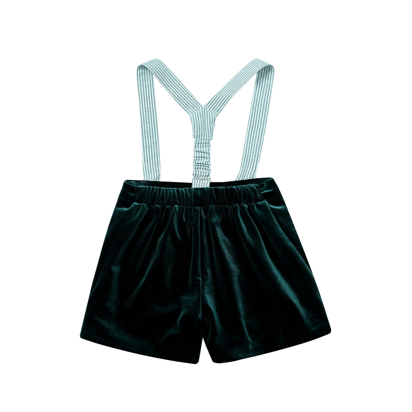 Evergreen Velvet Suspender Set