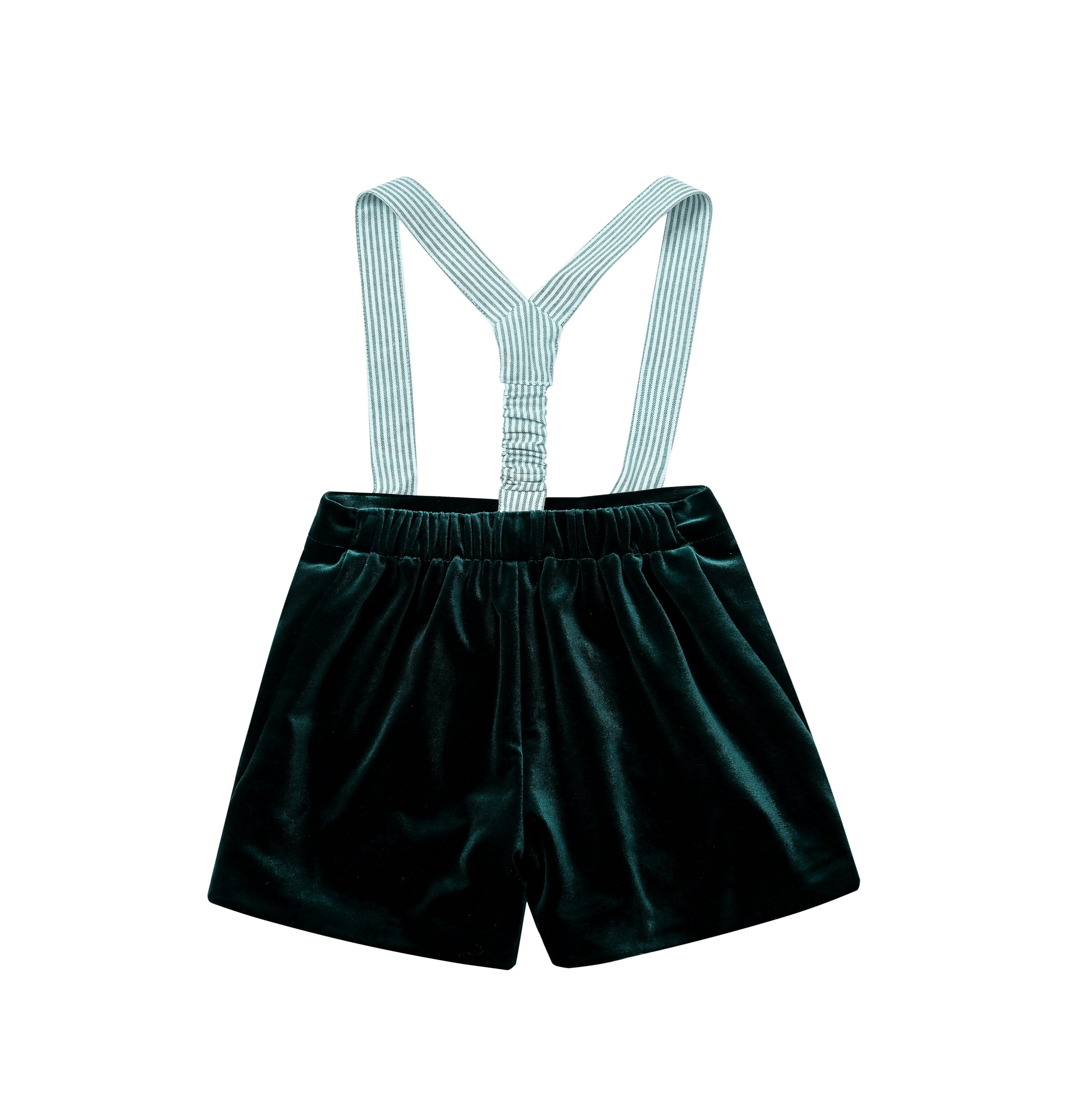 Evergreen Velvet Suspender Set