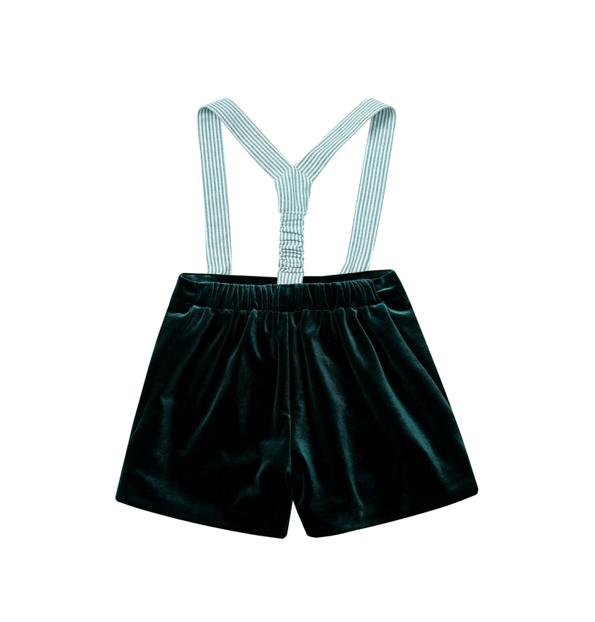 Evergreen Velvet Suspender Set