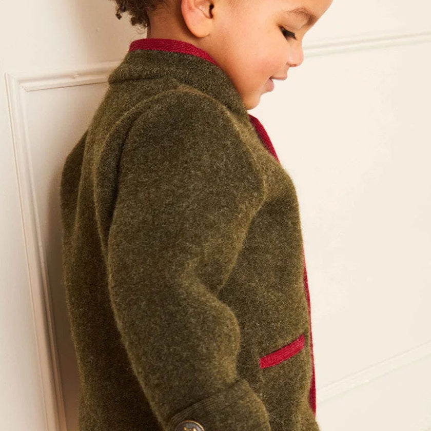 Austrian Single Breasted Contrast Trim Jacket in Green (18mths-10yrs)