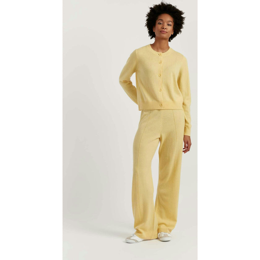 Wool Cashmere Blend Crew Neck Cropped Cardigan