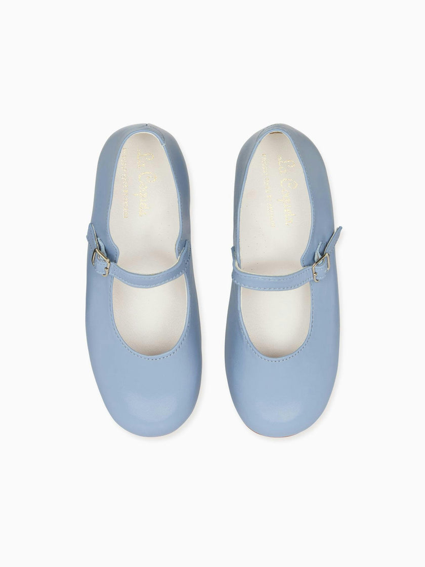 Dusty Blue Leather Girl Mary Jane Shoes