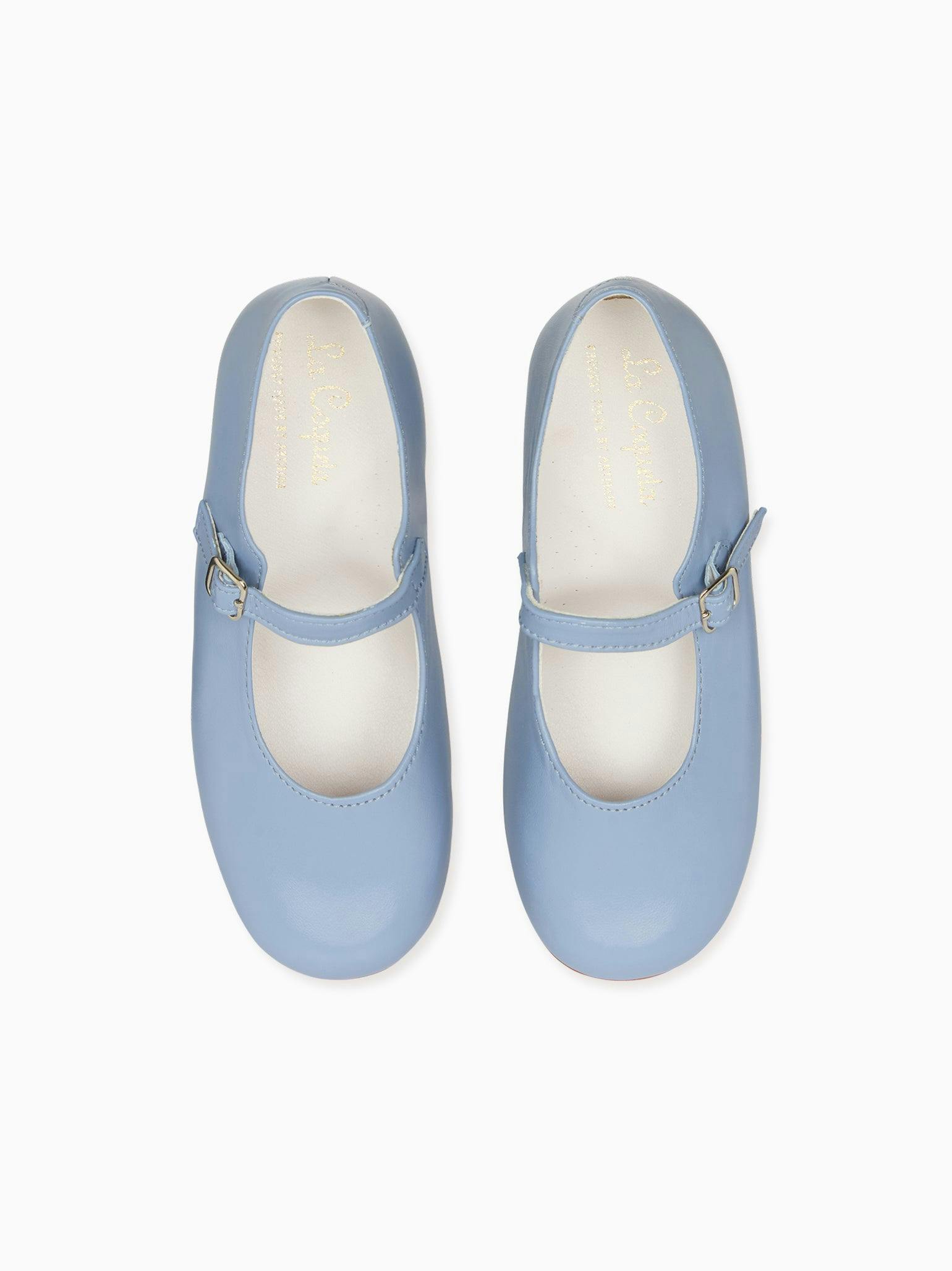Dusty Blue Leather Girl Mary Jane Shoes