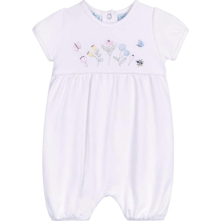 Garden Embroidered Cotton Shortall White