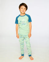 Organic Cotton Two-Piece Pyjama Set Green Crocodile Print