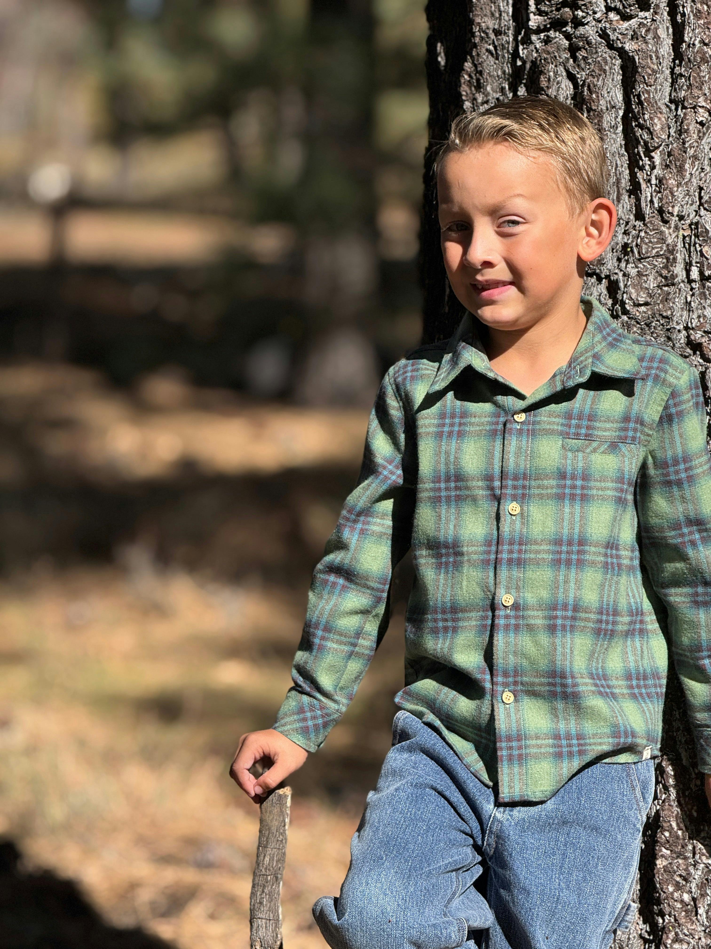 ATWOOD woven shirt green/ plaid teal