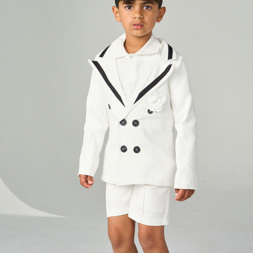 Alex White Boys Blazer With Black Contrast Line