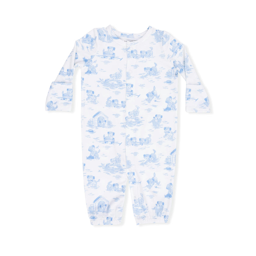 Puppy Toile Blue - Convertible Gown