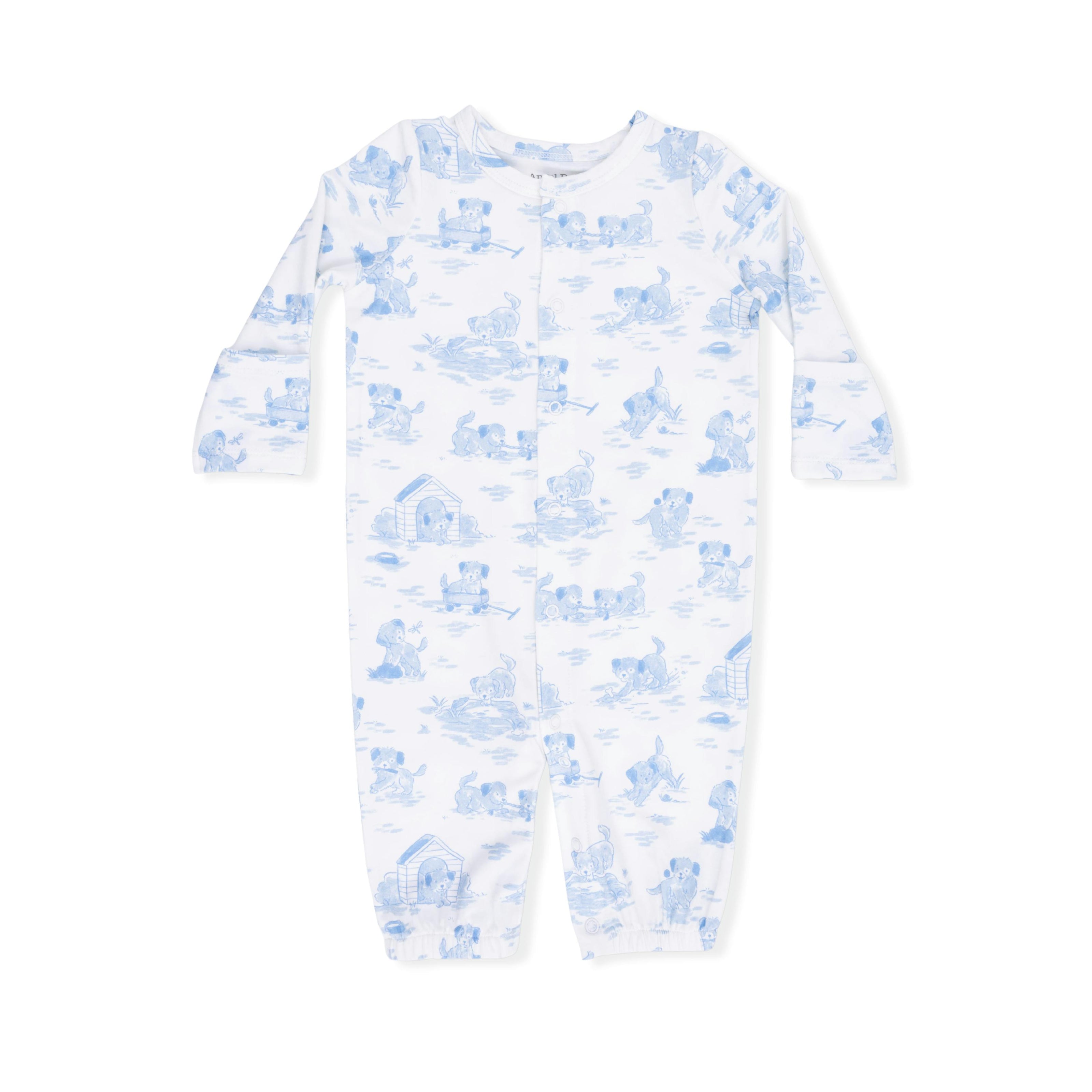 Puppy Toile Blue - Convertible Gown