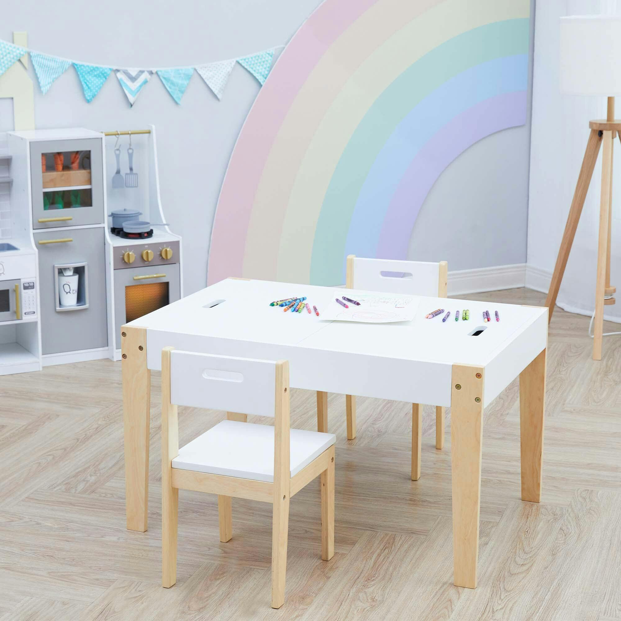 Fantasy Fields By Teamson Kids - Play Table & Chairs 3 Pcs Set With Storage And 2 Way Table Top
