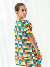 Colorful Checks Puff Dress