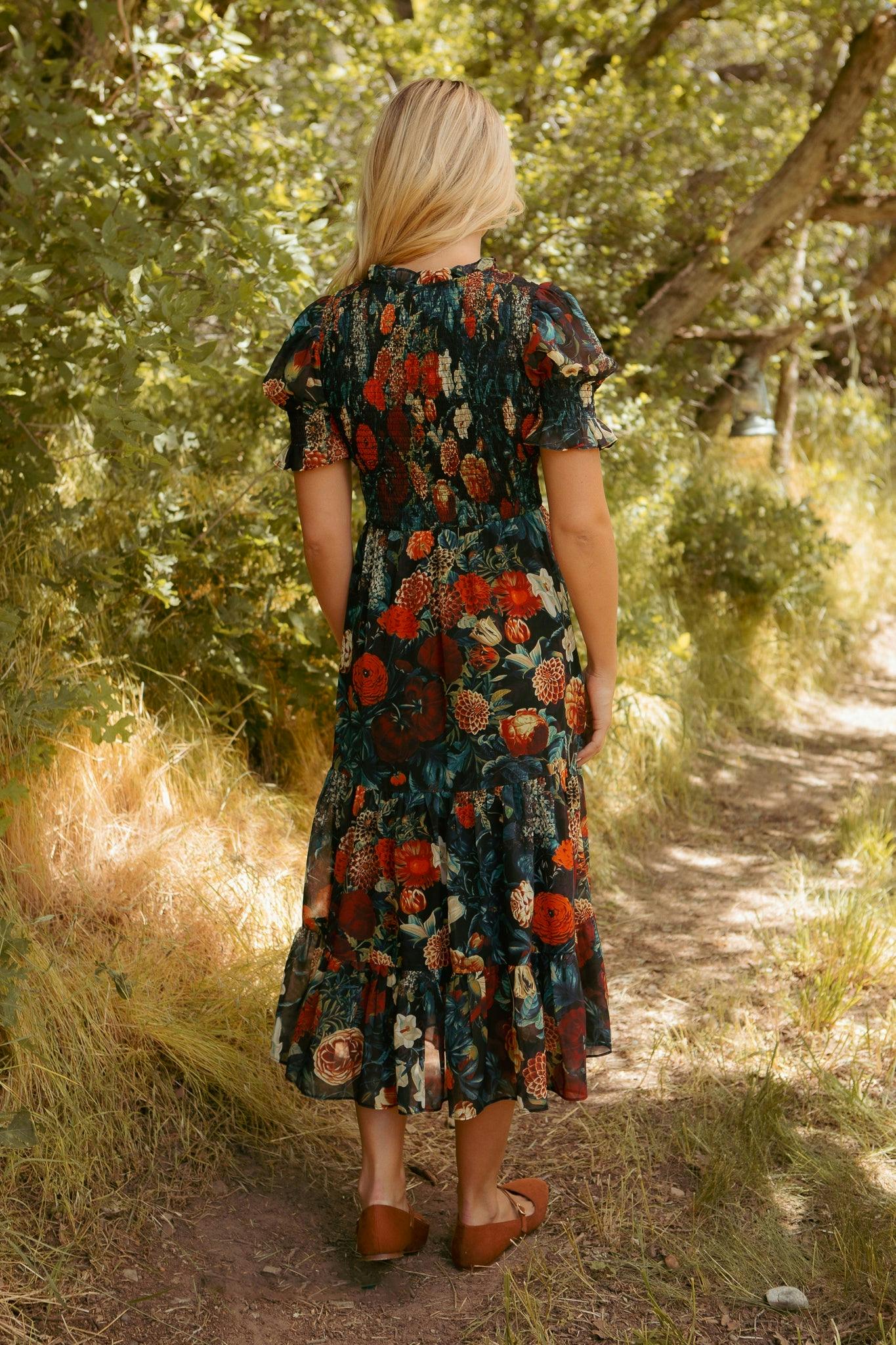 Cordelia Dress in Moody Floral