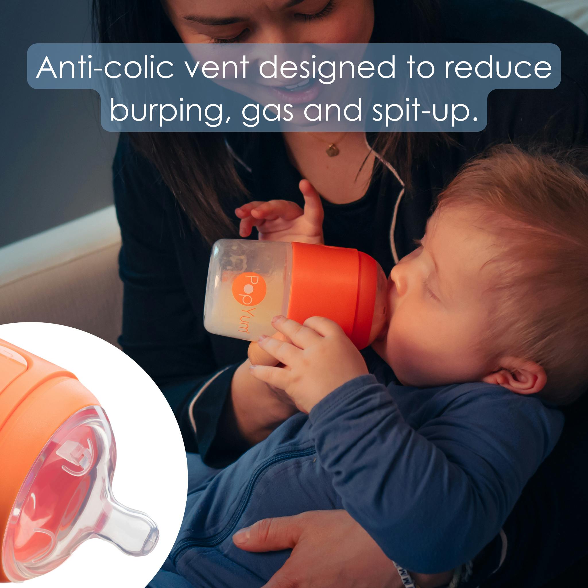 PopYum 9 oz Orange Anti-Colic Formula Making/Mixing/Dispenser Baby Bottle with #2 Medium Flow Nipple