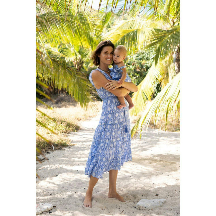 Women's Giselle Ruffle V-Neck Floral Maxi Dress, Blue