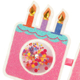 Packed Party Confetti Birthday Cake Novelty Glasses – Glitter Cake-Shaped Frames with Confetti-Filled Shaker Lenses and Jewel Candle Details, One Size