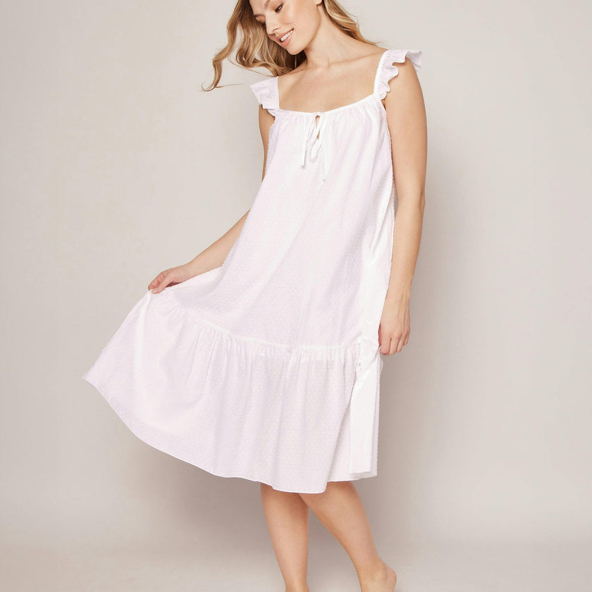 Women's Swiss Dots Celeste Nightgown in White