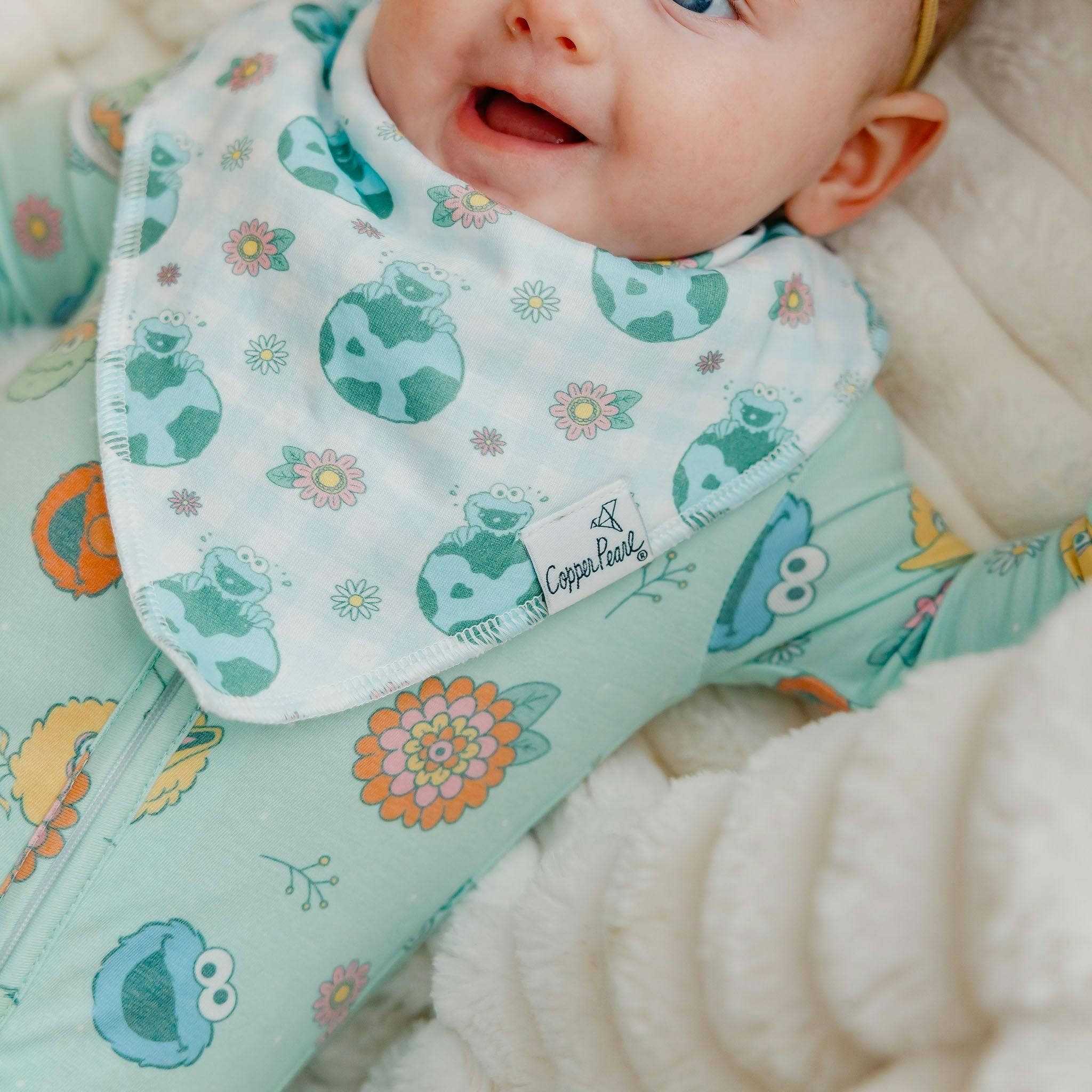4 Pack Baby Bandana Bibs - Sesame Street Retro Floral