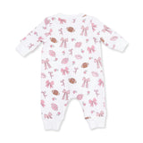 Footballs and Bows - Baseball Collar Button Up Romper
