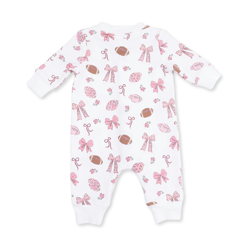 Footballs and Bows - Baseball Collar Button Up Romper