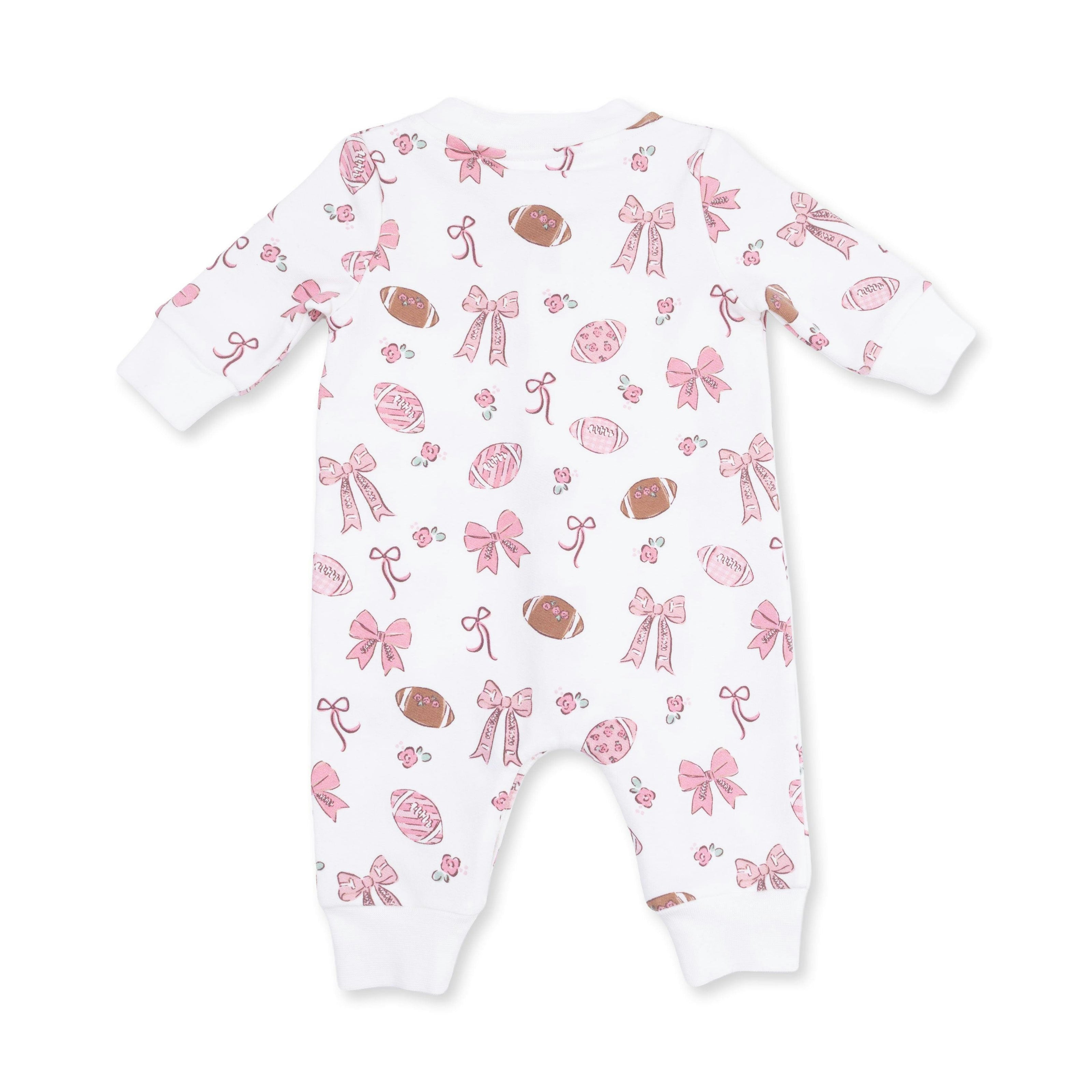 Footballs and Bows - Baseball Collar Button Up Romper