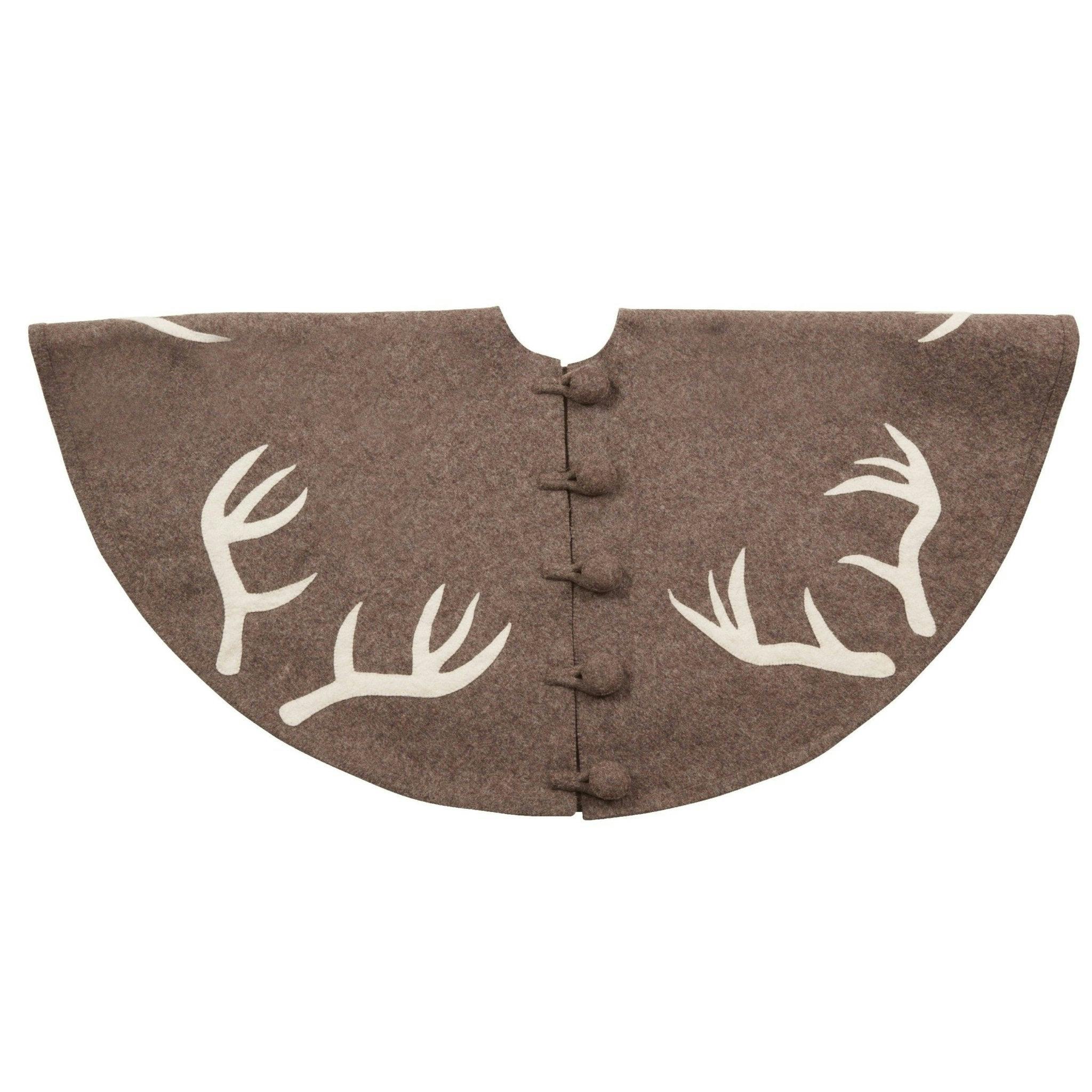 Handmade Felt Antlers Gray Christmas Tree Skirt 60
