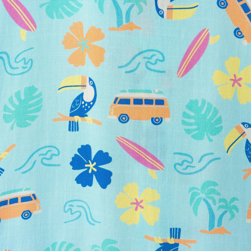 Boys Synthetic Viscose Matching Set | Aqua beach