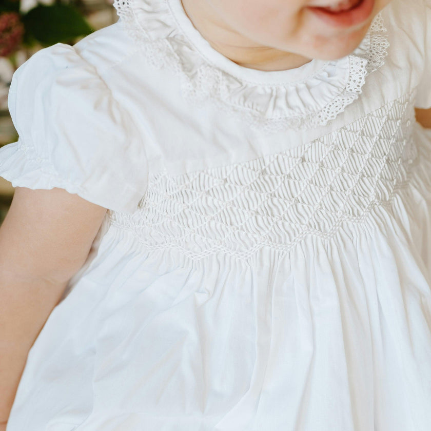 Antoinette Ceremony White Smocked Baby Bubble