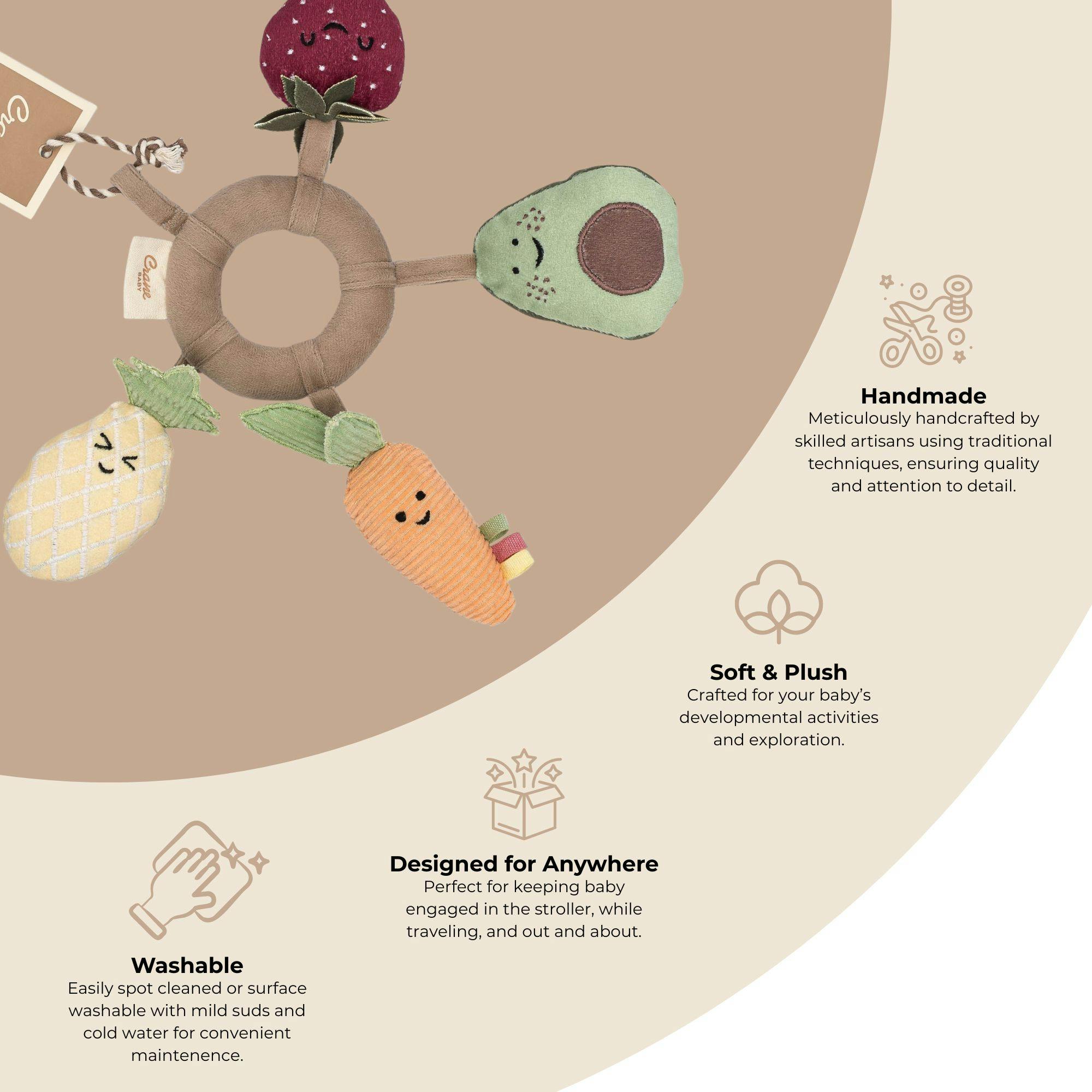 Clementine Fruits & Veggies Soft Plush Activity Ring
