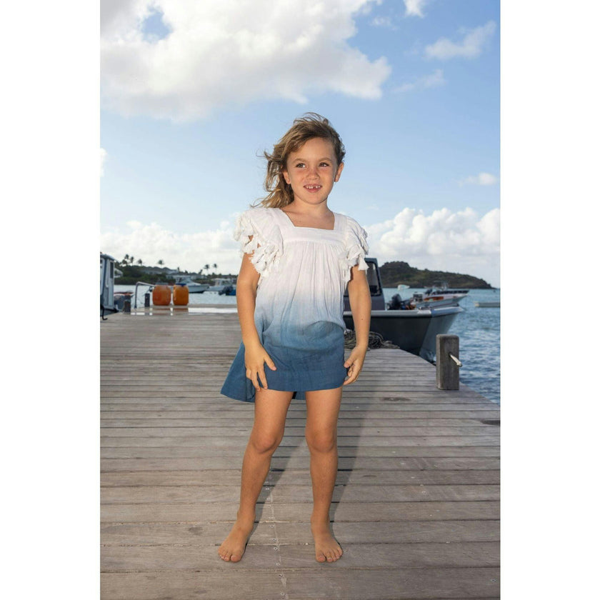Serena Girl's Tassel Dress Blue Ombre, Blue