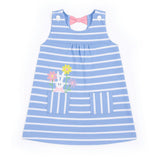 Stripe Knit Dress With Bunny & Flowers