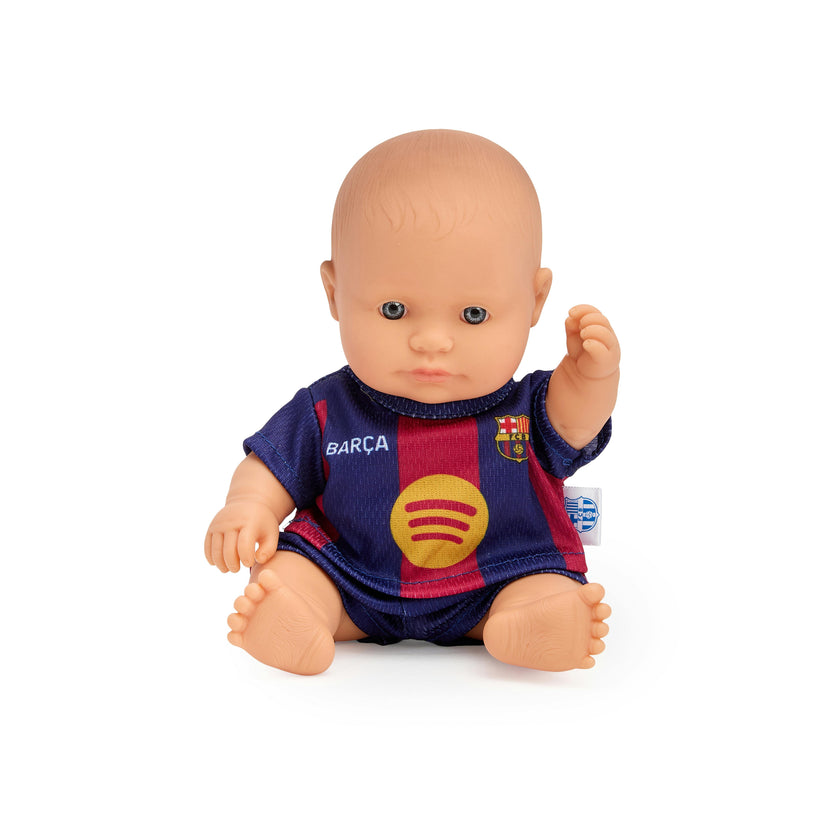 Miniland 8 1/4" Baby Boy Girl with Barcelona Soccer Jersey
