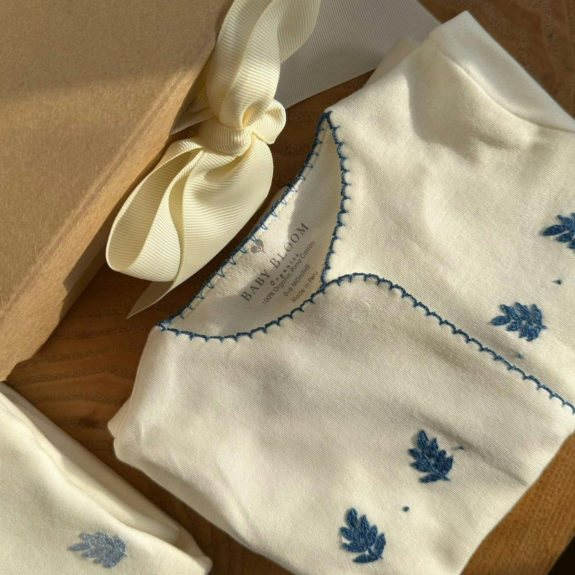 Organic Pima Baby Gown Palm Navy