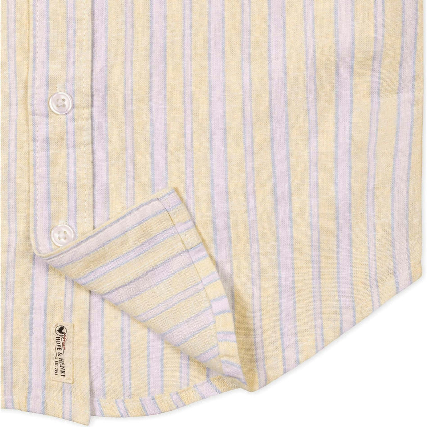 Linen Short Sleeve Shirt, Yellow