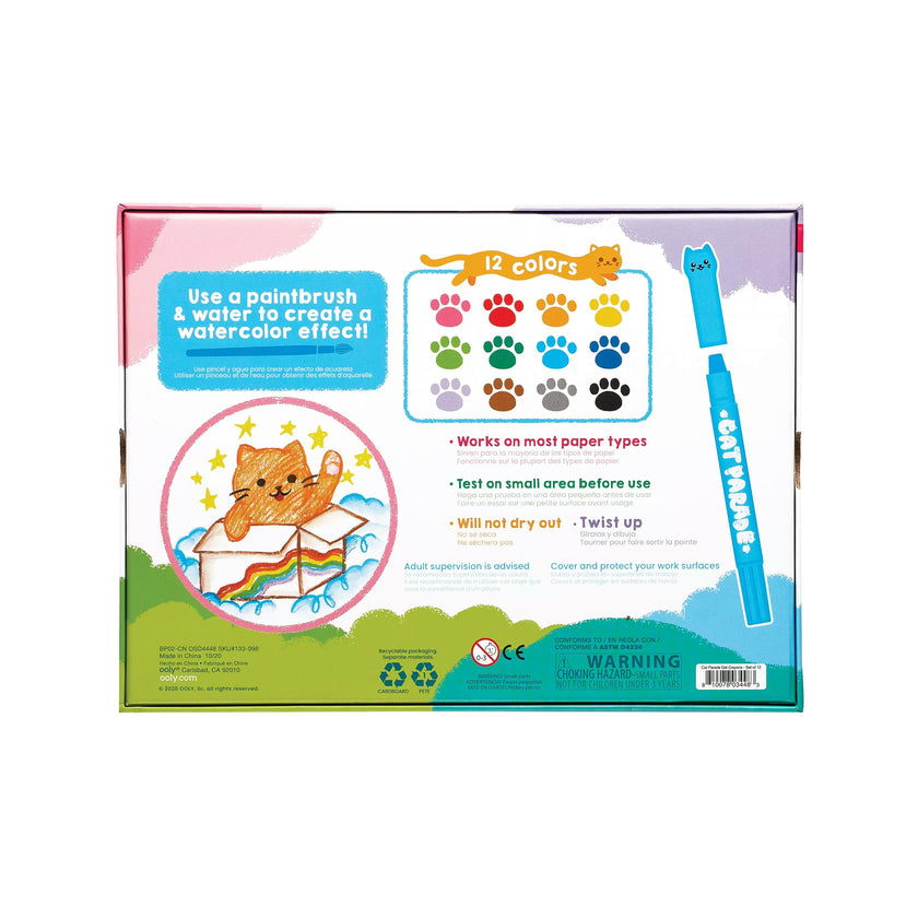 Cat Parade Twist-up Watercolor Gel Crayons - Set of 12
